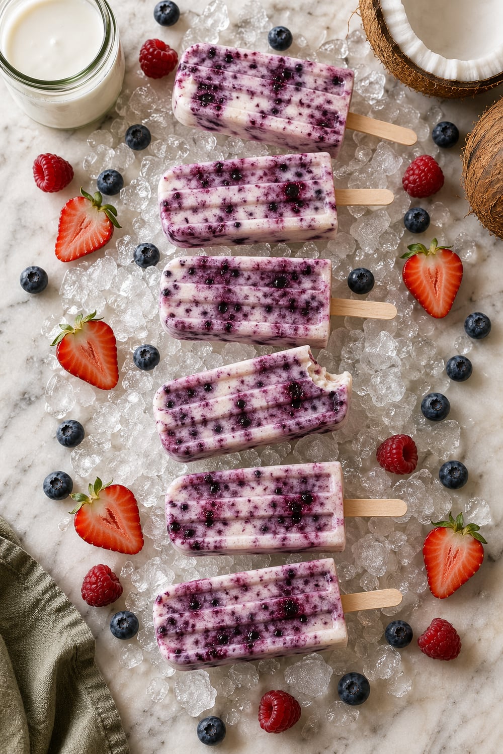 Berry-Coconut Probiotic Popsicles — Pinterest image
