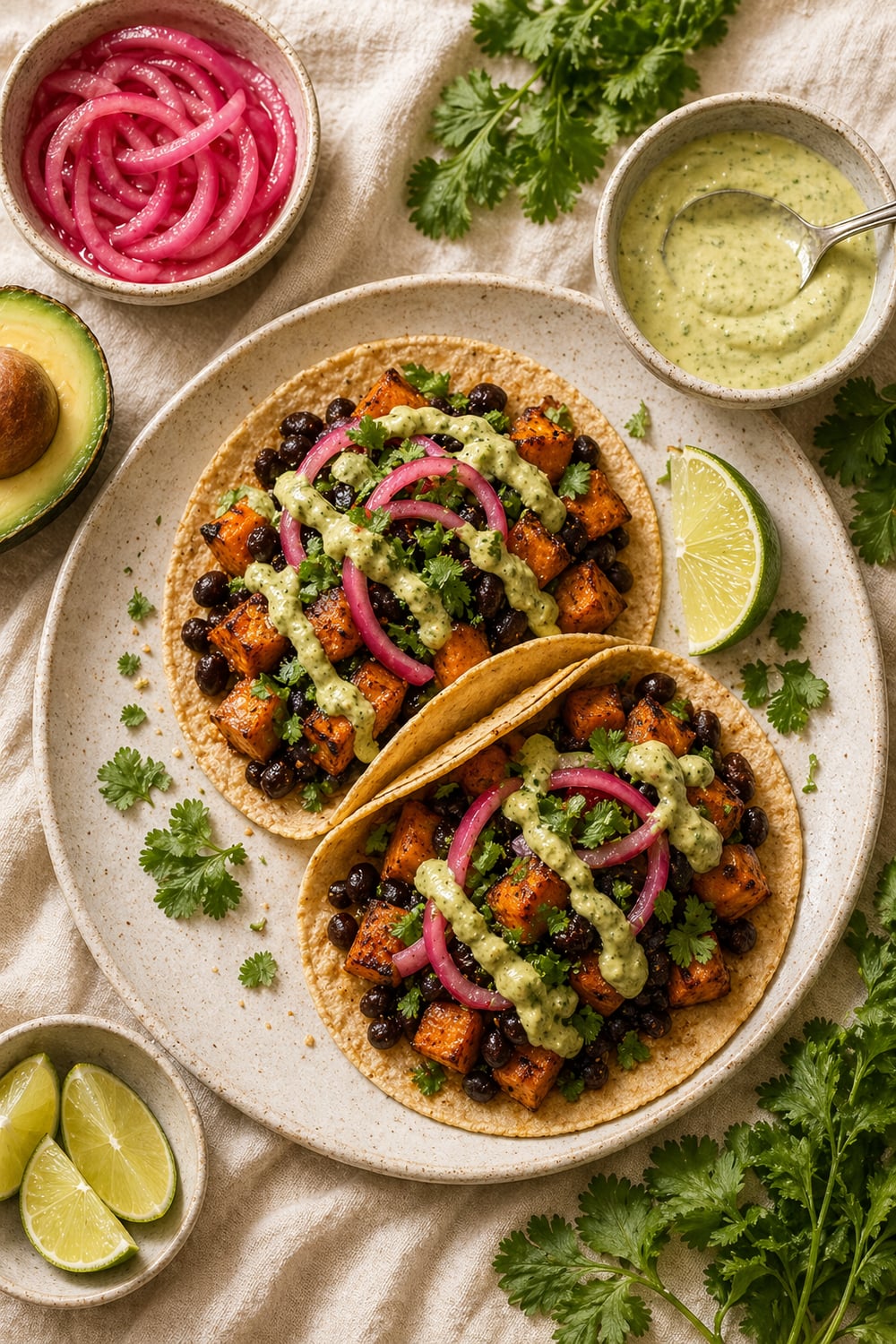 Black Bean & Sweet Potato Tacos — Pinterest image