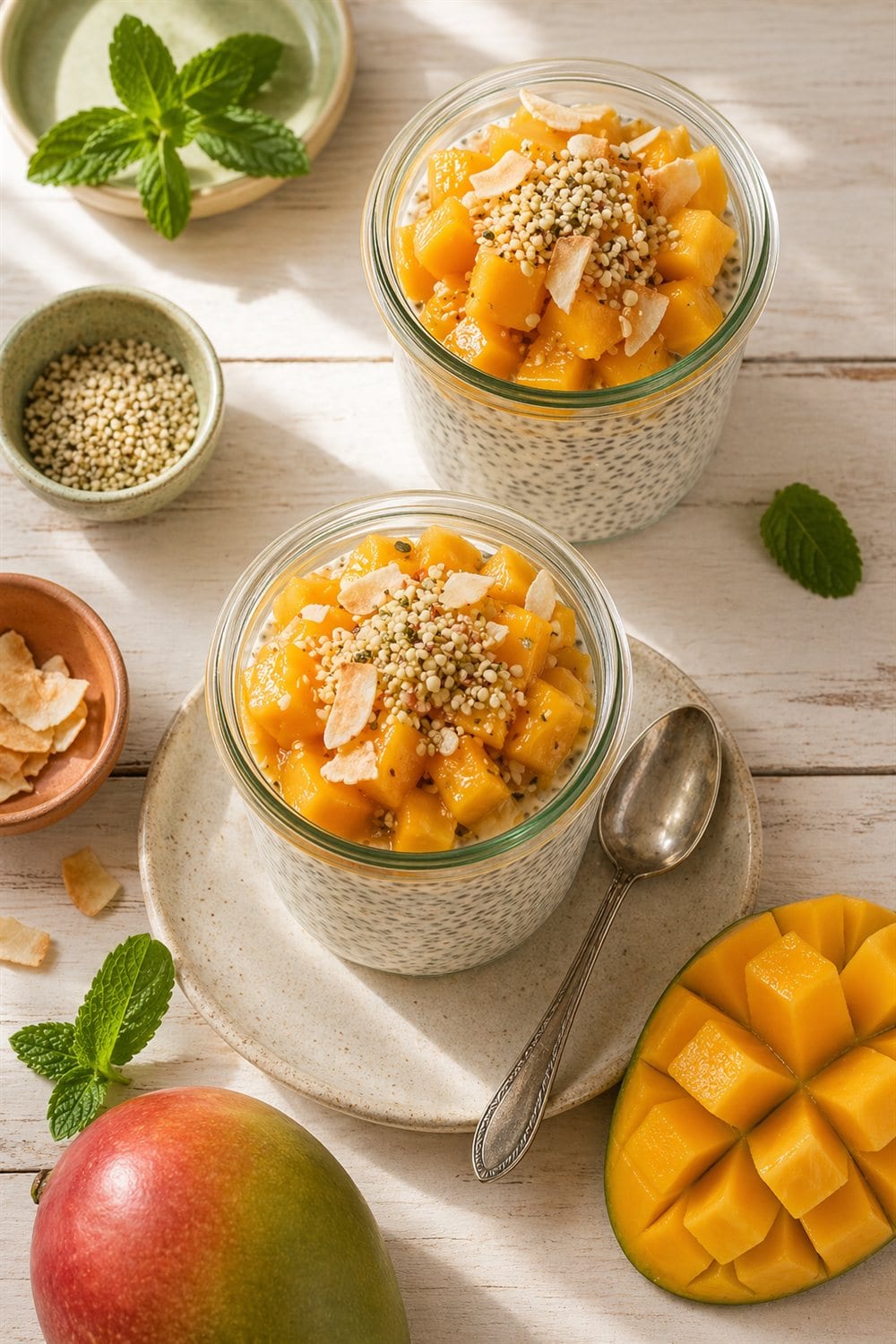 Chia-Flax Pudding with Mango — Pinterest image