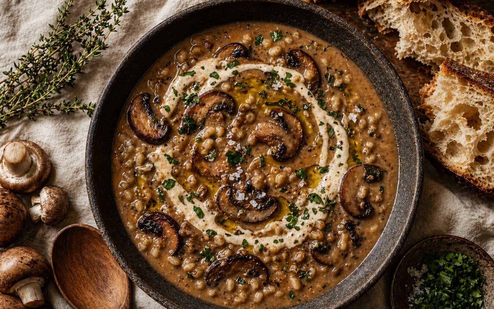 Creamy Mushroom & Barley Soup — GutPlate recipe photo