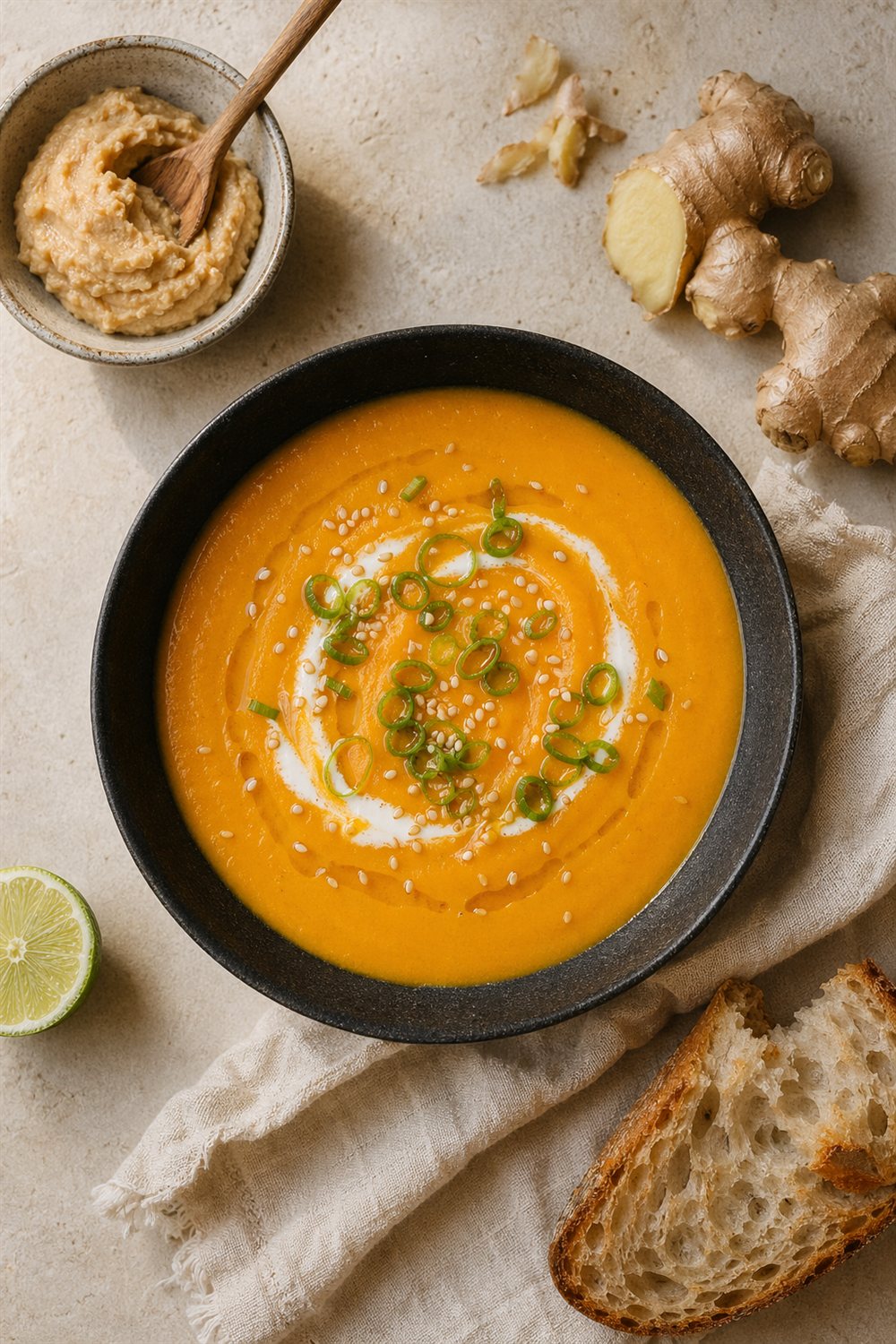 Ginger-Carrot Miso Soup — Pinterest image