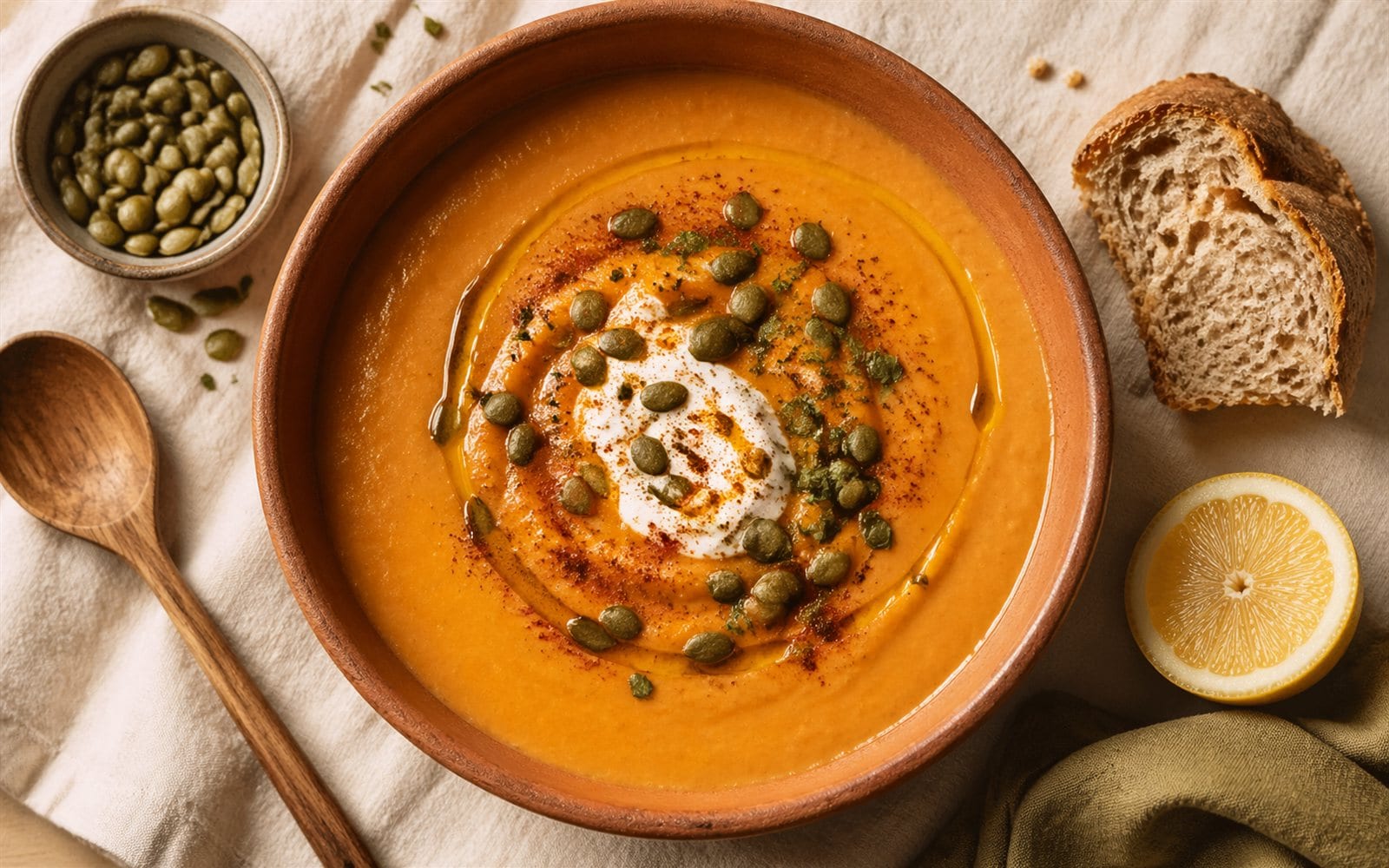 Roasted Sweet Potato & Lentil Soup — GutPlate recipe photo