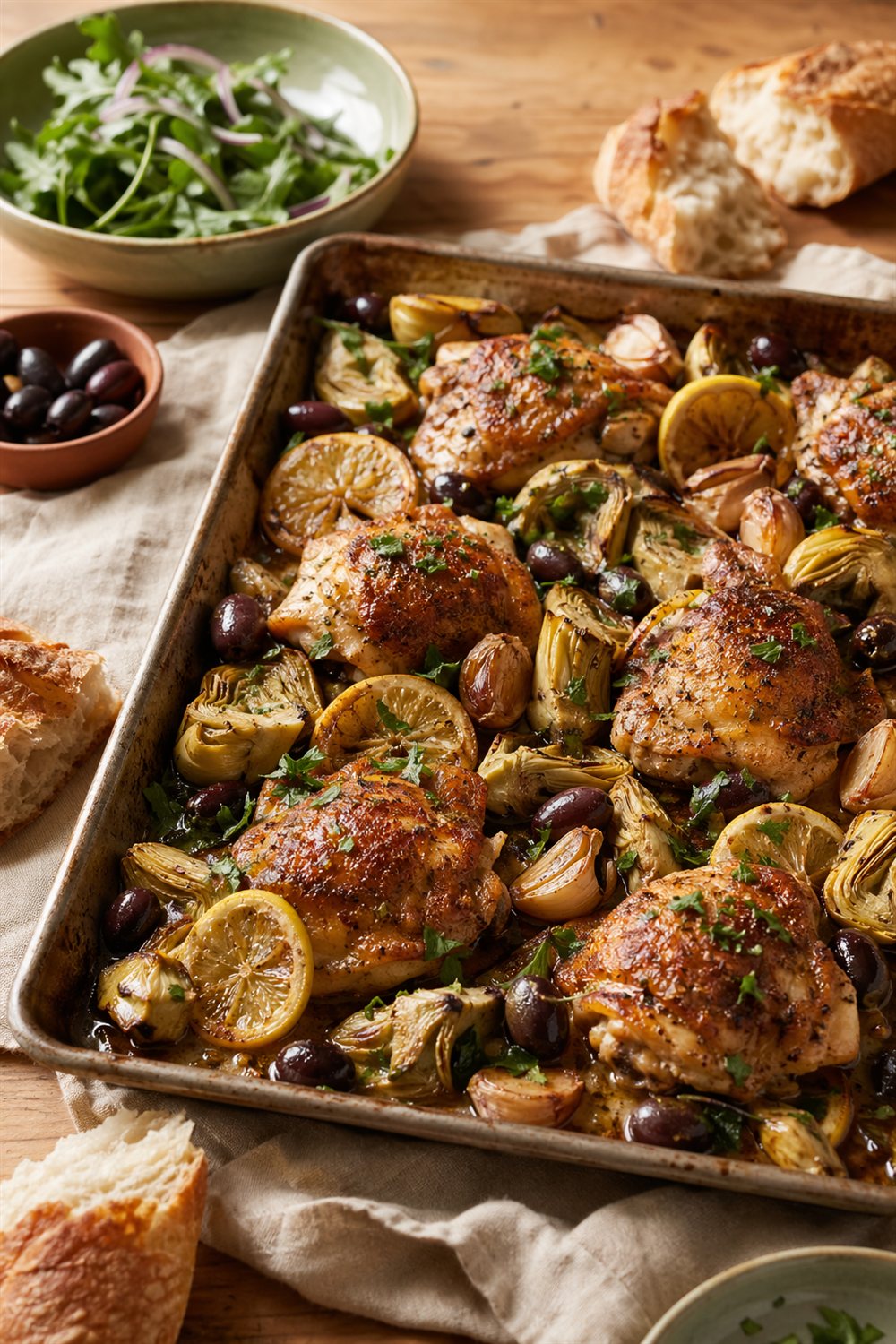 Sheet-Pan Chicken with Artichokes & Olives — Pinterest image